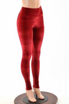 "This item is made to order, please read all the way through the listing before purchasing! These leggings are made of bright red stretch velvet, with a flattering 11\" high rise, and a smooth anti muffin top waistband. This velvet is soooo soft, not the cheap and itchy panne, this is true lycra velvet. Smooth as butter, and so flattering and comfy! Inseam: 32\" Rise: 11\" If you need a different inseam length, please tell us how long you need your inseam in the \"notes\" section at checkout! Wo High Waist Leggings, Stretch Velvet, High Waisted Leggings, Bright Red, Bell Bottoms, Women's Leggings, Red Velvet, High Waist, High Rise