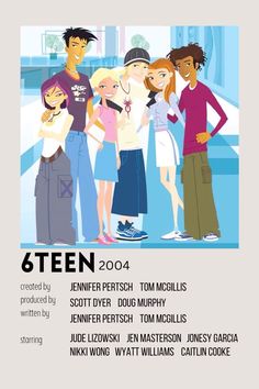 an advertisement for the movie teen, featuring five young people standing together in front of a building