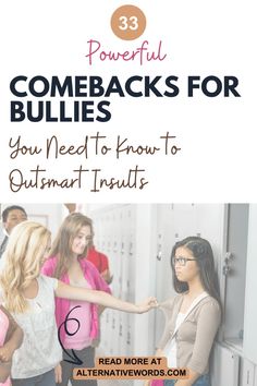 three girls are standing in front of lockers with the text, powerful bullies you need