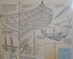 an open book with drawings and instructions on the bottom part of a boat that is upside down