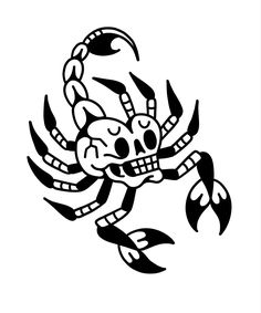 a black and white drawing of a crab with claws on it's back legs