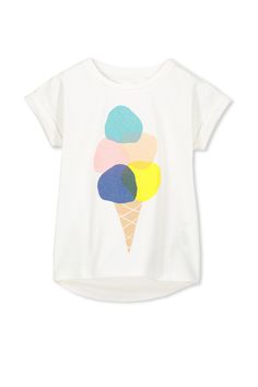 Penelope Short Sleeve Roll Up Tee, VANILLA/WATERCOLOUR ICE CREAM Kids Tees, Ice Creams, Milkshakes, Short Sleeve Tops, Kids Fashion Girl, Kid Tees, Cotton On, Girl Top, Short Girls