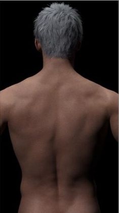 the back of a man with no shirt on