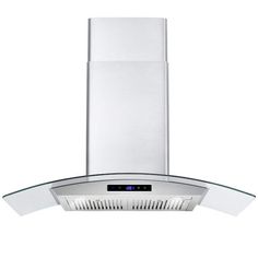 a stainless steel and glass range hood