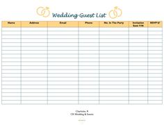 a wedding guest list is shown in this image