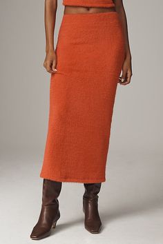 100% polyester Pull-on styling Machine wash Imported | Knit Column Maxi Skirt by Maeve in Red, Women's, Size: XL, Polyester at Anthropologie Raspberry Wool Maxi Skirt High Waist, Red Relaxed Chic Maxi Skirt, Red Relaxed Maxi Skirt, Relaxed Orange Maxi Skirt, Ribbed Knit Maxi Skirt, Womens Matching Sets, Red Fits, Women Set, 50 Fashion