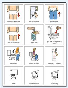 the instructions on how to use a toilet for men and women are shown in this diagram