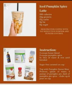 the ingredients for pumpkin spice smoothie are shown in this info sheet with instructions to make it