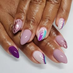 Cute Nail Designs Winter, Nail Designs Natural, Lana Nails, Nail Designs Winter, Nail Palette, Shorties Nails, Mardi Gras Nails, Almond Nail Designs, Queen Nails