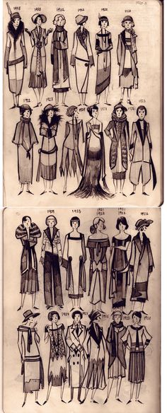 1920's women's fashion; 1923, waist lines began to drop to between the natural waist and the hip; 1924 waistlines drop to the hip; 1928 hem lines start to rise to the knee 1920s Street Fashion, Vintage Outfits 1920s Style, 1920s Upper Class Fashion, Real 1920s Fashion, 1920s European Fashion, 1920s Street Style, 1920s Casual Wear, 1920s Day Wear, Roaring 20s Womens Fashion