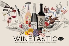 an advertisement for wine tasting with hand drawn images