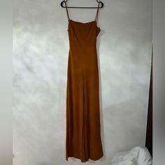 Nwt- Windsor Jumpsuit- Size Small- Camel- Like Burnt Orange- Some Open Back Fitted Brown Overall Jumpsuit, Fitted Brown Jumpsuit, Black Dressy Jumpsuit, Tube Top Jumpsuit, Elegant Rompers, Black Romper Shorts, Romper Long Pants, Backless Romper, Jumpsuit Dressy