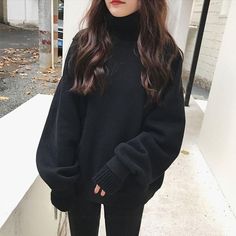 Women Turtleneck Hoodies and Sweatshirt Elegant Long Sleeve truien dames pullovers jumper harajuku Hoody Ladies Sweet Streetwear, Black / L Turtleneck Hoodie, Sweatshirt Women Casual, Chic Sweatshirt, Turtleneck Sweatshirt, College Hoodies, School Looks, Long Sleeve Tops Casual, Looks Black, Womens Turtleneck