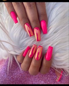 Nails Beach Design, Moms Nails, Nails Beach, Summer Nails Beach, Hot Pink Nails, Summery Nails