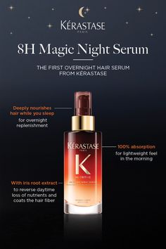 Dry Hair Serum, Kerastase Serum, Serum For Hair, Overnight Hair, Magic Night, Overnight Hairstyles, Night Hairstyles, Silky Smooth Hair