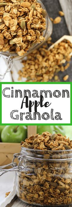 two glass bowls filled with granola on top of a table