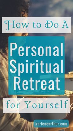 a woman sitting at a table with the words how to do a personal ritual retreat for yourself