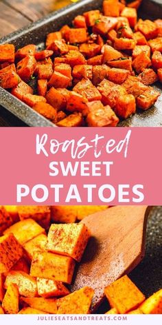 roasted sweet potatoes with text overlay