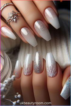 White nails are versatile, timeless, and suitable for any occasion. They offer a clean and polished look that complements any outfit... White Nail Trends, January Nail Colors, January Nail, Silver Nail Polish, Silver Nail Designs, Chrome Nail Powder, January Nails, Silver Nail, Nail Colors Winter