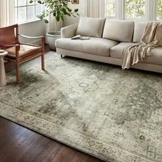 a living room filled with furniture and a large rug