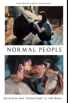 two paintings of people sitting next to each other with the words normal people on them