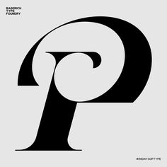 the letter p is shown in black and white