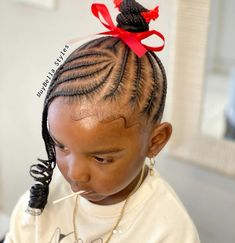 Kids Braided Bun Hairstyles Black, Toddler Braided Ponytail, Braided Buns For Black Hair Kids, Braided Ponytail With Bangs, Kids Braided Ponytail, Beaded Hairstyles, Toddler Braid Styles, Girls Cornrow Hairstyles, Kiddie Hairstyles