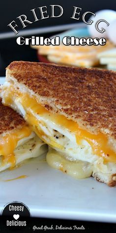 grilled egg cheese sandwich on a white plate