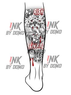 a tattoo design on the leg of a man