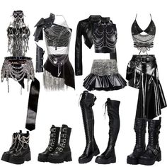 Galaxy Concert Outfit, Kpop Stage Outfits Ideas Black, Starstruck Outfits, Kpop Concert Outfit Ideas Plus Size, Aespa Outfit Ideas, Kpop Stage Outfits 4 Members, Kpop Dr Ideas, Kpop Mv Outfits, Stage Outfits 4 Members