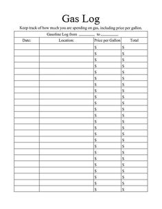 the gas log sheet is shown in black and white