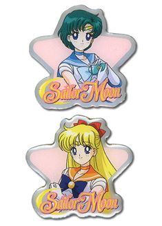 sailor moon and sailor moon stickers are shown in three different colors, each with the same