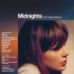 the album cover for midnights, featuring an image of a woman's face