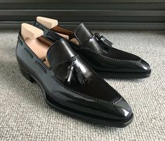 Handmade Black Tassel Loafers Men Formal Shoes on Storenvy Tassel Loafers Men, Latest Sofa, Men Formal Shoes, Horsebit Loafers, Quality Leather Boots, Shoes Formal, Gentleman Shoes, Custom Design Shoes, Mens Shoes Black