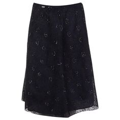 Chanel A-line embroidered sequins skirt in black polyamide (80%), cotton (10%), viscose (10%). Lined in black silk (100%). Opens with a zipper on the back, has been worn and is in excellent condition. Tag Size 40 Size M Waist 76cm (29.6in) Hips 96cm (37.4in) Length 63cm (24.6in) Elegant Floral Embroidered Party Skirt, Elegant Embellished Flared Skirt, Long Embellished Skirt For Formal Occasions, Formal Long Embellished Skirt, Embroidered Flowy Party Skirt, Embroidered Flowy Skirt For Party, Embroidered Flared Skirt For Party, Embroidered Party Skirt, Long Black Sequined Skirt