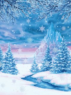 Snowy Wonderland Photography Backdrop - Snowy landscape backdrop with ice mountains and trees Frozen Backdrop, Frozen Background, Frozen Wallpaper, Themed Photography, Frozen Christmas, Winter Portraits, Snow Covered Trees, Fairytale Photography, Winter Fairy