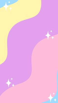 a pink, yellow and blue background with white stars on the bottom right side of the image