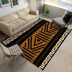 Aztec Print Area Rug Black and Brown Carpet - Bynelo African Rug, Indoor Outdoor Bathroom, African Rugs, African Mudcloth, Redecorating Ideas, Brown Carpet, Outdoor Bathrooms, African Decor, African Mud Cloth