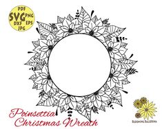 a christmas wreath with the words pomsettia christmas wreath on it and an image of