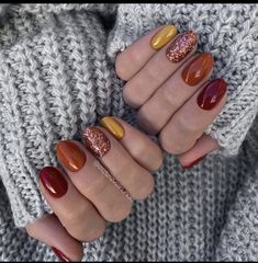 Simple Fall Nails, September Nails, Seasonal Nails, Cute Gel Nails, Fall Nail Art, Dipped Nails, Autumn Nails