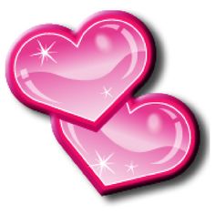 two pink hearts with sparkles on them