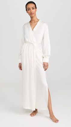 Lunya Washable Silk Long Robe | Shopbop Silk Long Sleeve Dress With Tie Waist, Elegant Dresses With Tie Waist For Loungewear, Long Sleeve Silk Dress For Loungewear, Long Sleeve Silk Loungewear Dress, Silk Long Sleeve Loungewear Dress, Elegant Viscose Dress With Elastic Waistband, Elegant Dresses With Elastic Waistband, Cashmere Robe, Silk Charmeuse