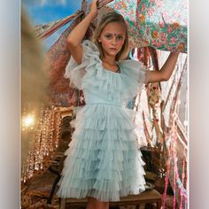 Size 8/9 Elastic Waist, New No Tag Unicorn Dress Girls, Feather Tutu, Mode Dress, The Future Is Bright, Tulle Tutu Dress, Future Is Bright, Tulle Ruffles, Pale Pink Dress, Kids Tutu