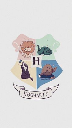 the hogwart's crest is shown in three different colors and shapes, including one with