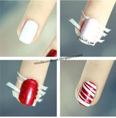 Love this idea for Christmas @ DIY Home Ideas Holiday Nails Easy, Christmas Nails Diy, Scene Girl, Holiday Nail Designs, Different Nail Designs, Christmas Nails Easy, Simple Nail Designs, Birthday Outfits