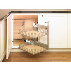 an empty dish rack in the middle of a kitchen cabinet with white cupboards and drawers