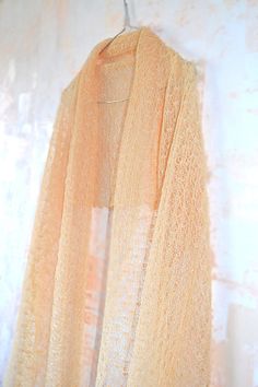 Linen Scarf / Shawl / Stole Pale Peach Knitted by BVLifeStyle, $39.99 (Etsy shop) ..... so beautiful Elegant Hand Knitted Cream Shawl, Lace Shawl Scarf For Weddings, Elegant Hand-knitted Shawl Scarf, Elegant Hand Knitted Shawl Scarf, Lace Wedding Scarf Shawl, Lace Shawl Scarves For Wedding, Lace Shawl For Weddings, Elegant Lace Shawl For Summer, Elegant Lace Shawl