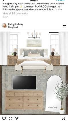 an image of a bedroom with furniture and decor on the bottom right hand corner,