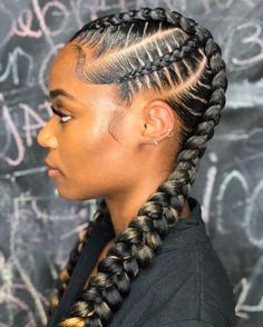 Braided Ponytail Hairstyles For Black Women Protective Styles, 2 Feed In Braids With Curls, Feed In Braids With Curls, 4 Feed In Braids Hairstyles, Cornrows Women, 2 Feedin Braids, Quick Styles, African American Braided Hairstyles, Vacation Hair