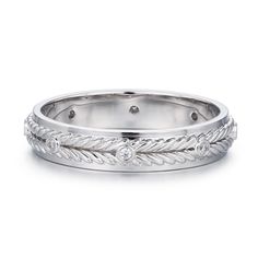 For the man who cherishes forever, the Harvest Eternity Ring embodies a harvest of enduring affection and timeless commitment. With its sleek and sophisticated design, this band showcases shimmering white topaz gems intricately arranged along a delicate leaf-inspired motif, reminiscent of the entwined vines of a flourishing harvest of love and relationships. ✦ 14K White Gold Vermeil (14K white gold plated over a sterling silver base) Dad Jewelry, Love And Relationships, Gold Vermeil Jewelry, June Birthstone Jewelry, The Harvest, Pearl Jewellery Earrings, Men's Jewelry Rings, White Gold Band, Sophisticated Design